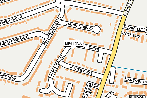 MK41 9SX map - OS OpenMap – Local (Ordnance Survey)