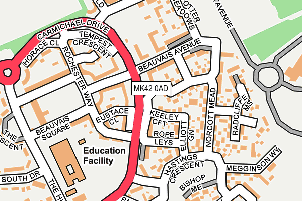 MK42 0AD map - OS OpenMap – Local (Ordnance Survey)