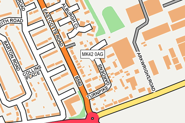 MK42 0AG map - OS OpenMap – Local (Ordnance Survey)