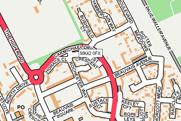 MK42 0FX map - OS OpenMap – Local (Ordnance Survey)