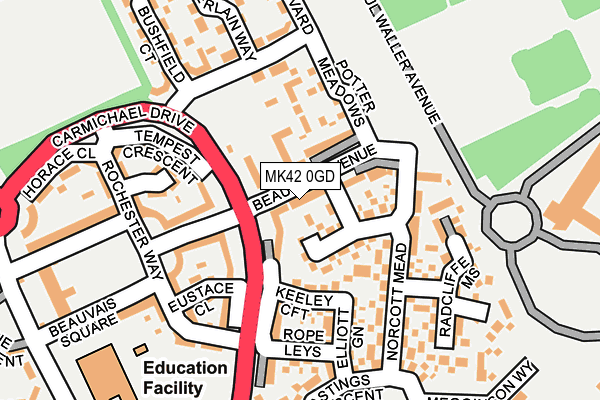 MK42 0GD map - OS OpenMap – Local (Ordnance Survey)