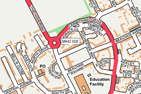 MK42 0GE map - OS OpenMap – Local (Ordnance Survey)