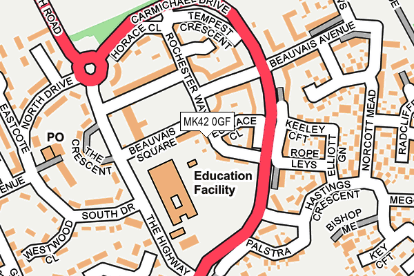 MK42 0GF map - OS OpenMap – Local (Ordnance Survey)