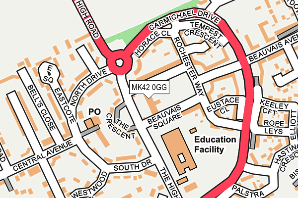 MK42 0GG map - OS OpenMap – Local (Ordnance Survey)