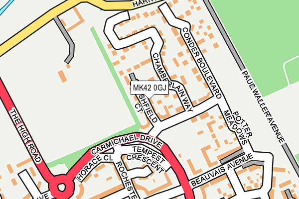 MK42 0GJ map - OS OpenMap – Local (Ordnance Survey)