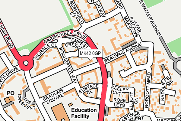 MK42 0GP map - OS OpenMap – Local (Ordnance Survey)