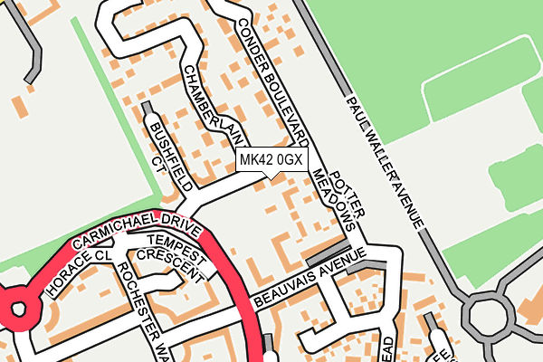 MK42 0GX map - OS OpenMap – Local (Ordnance Survey)