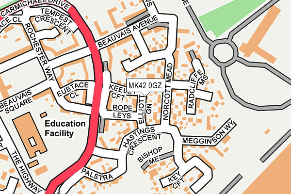 MK42 0GZ map - OS OpenMap – Local (Ordnance Survey)