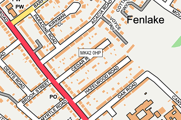 MK42 0HP map - OS OpenMap – Local (Ordnance Survey)