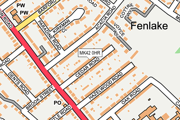 MK42 0HR map - OS OpenMap – Local (Ordnance Survey)