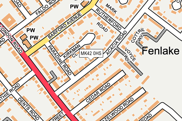 MK42 0HS map - OS OpenMap – Local (Ordnance Survey)