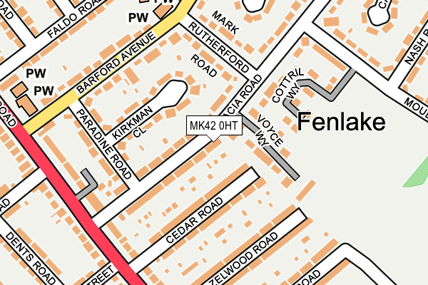 MK42 0HT map - OS OpenMap – Local (Ordnance Survey)