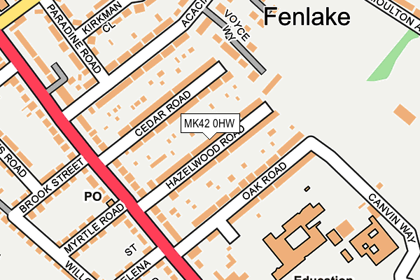 MK42 0HW map - OS OpenMap – Local (Ordnance Survey)