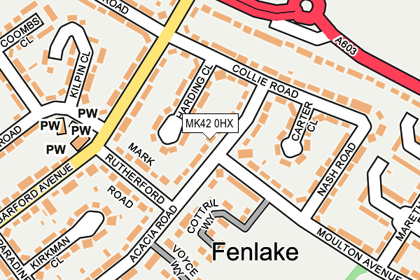 MK42 0HX map - OS OpenMap – Local (Ordnance Survey)