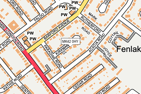MK42 0HY map - OS OpenMap – Local (Ordnance Survey)