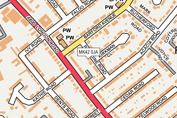 MK42 0JA map - OS OpenMap – Local (Ordnance Survey)