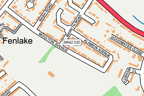 MK42 0JD map - OS OpenMap – Local (Ordnance Survey)