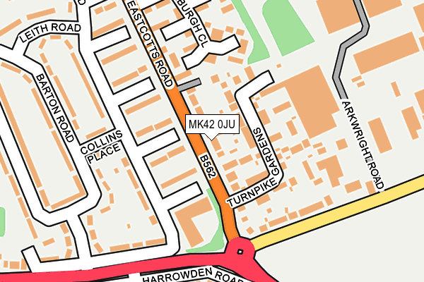 MK42 0JU map - OS OpenMap – Local (Ordnance Survey)