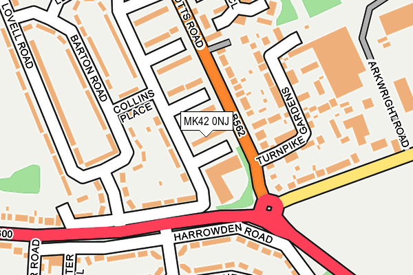 MK42 0NJ map - OS OpenMap – Local (Ordnance Survey)