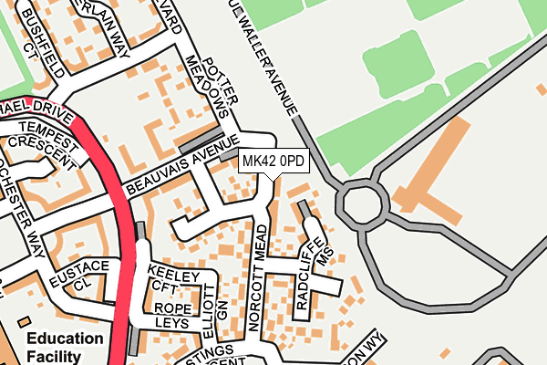 MK42 0PD map - OS OpenMap – Local (Ordnance Survey)