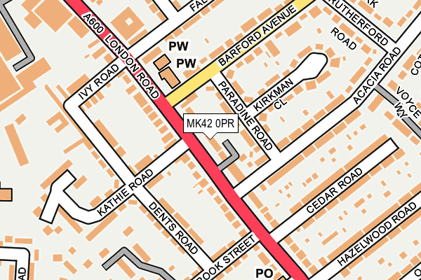 MK42 0PR map - OS OpenMap – Local (Ordnance Survey)
