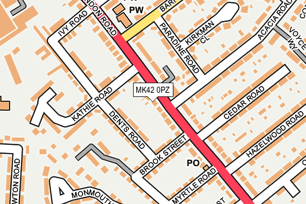 MK42 0PZ map - OS OpenMap – Local (Ordnance Survey)