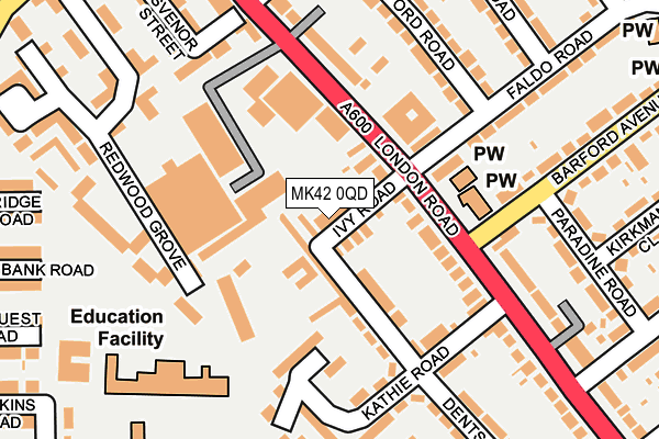 MK42 0QD map - OS OpenMap – Local (Ordnance Survey)