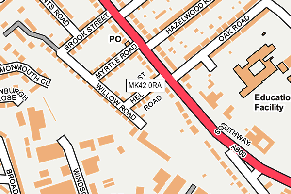 MK42 0RA map - OS OpenMap – Local (Ordnance Survey)