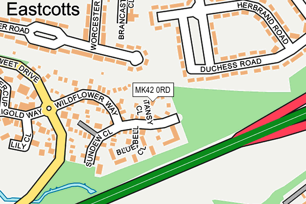 MK42 0RD map - OS OpenMap – Local (Ordnance Survey)