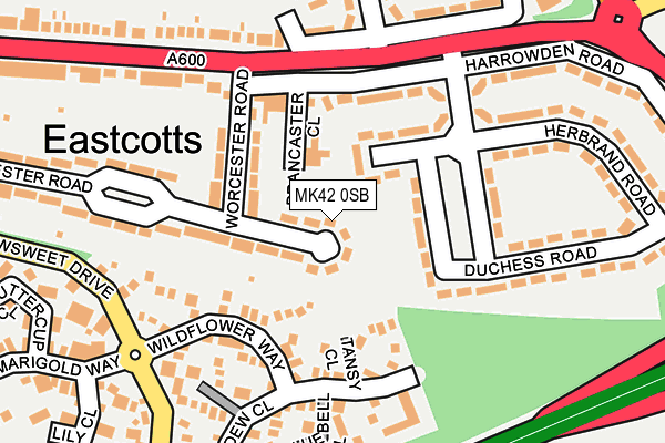 MK42 0SB map - OS OpenMap – Local (Ordnance Survey)