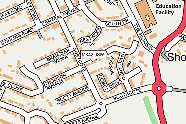 MK42 0SW map - OS OpenMap – Local (Ordnance Survey)