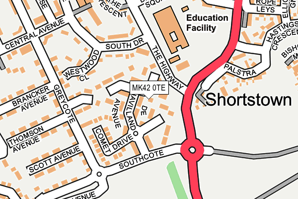 MK42 0TE map - OS OpenMap – Local (Ordnance Survey)