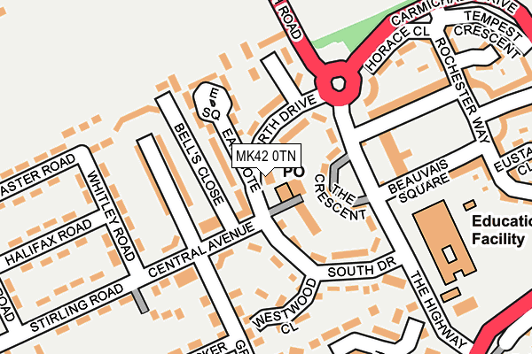 MK42 0TN map - OS OpenMap – Local (Ordnance Survey)