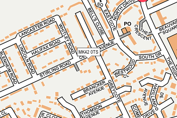 MK42 0TS map - OS OpenMap – Local (Ordnance Survey)