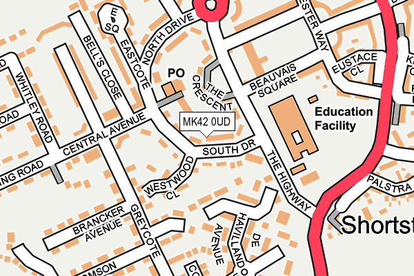 MK42 0UD map - OS OpenMap – Local (Ordnance Survey)