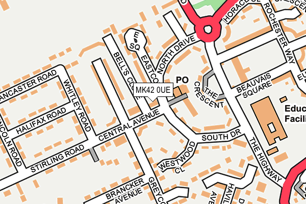 MK42 0UE map - OS OpenMap – Local (Ordnance Survey)