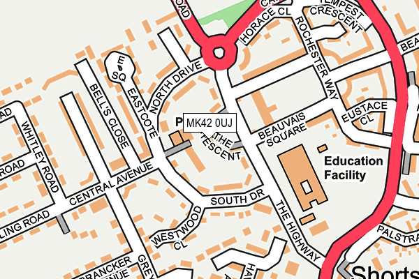 MK42 0UJ map - OS OpenMap – Local (Ordnance Survey)