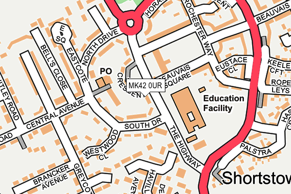 MK42 0UR map - OS OpenMap – Local (Ordnance Survey)