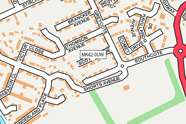 MK42 0UW map - OS OpenMap – Local (Ordnance Survey)