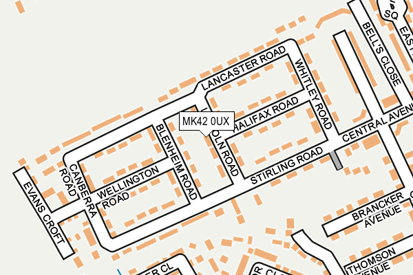 MK42 0UX map - OS OpenMap – Local (Ordnance Survey)