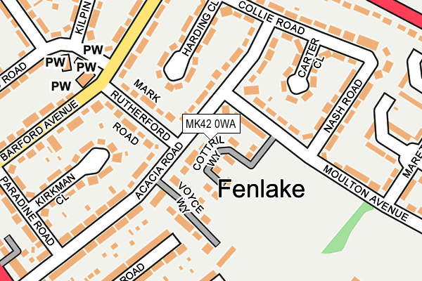 MK42 0WA map - OS OpenMap – Local (Ordnance Survey)