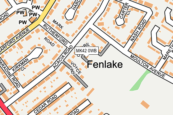 MK42 0WB map - OS OpenMap – Local (Ordnance Survey)