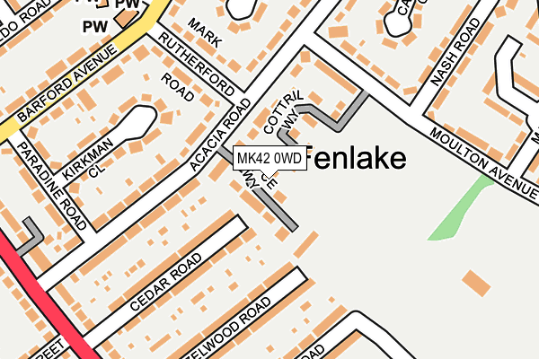 MK42 0WD map - OS OpenMap – Local (Ordnance Survey)