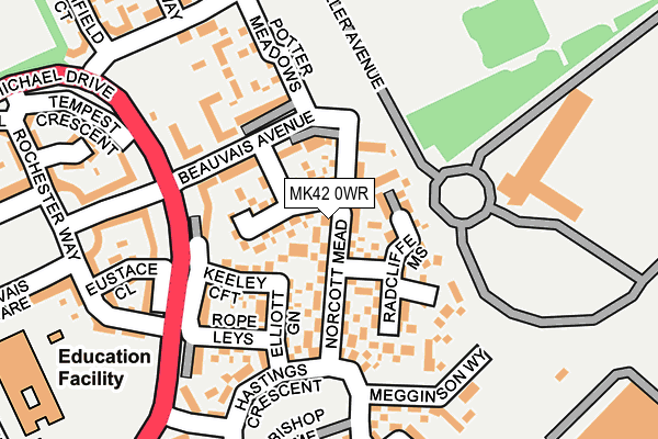 MK42 0WR map - OS OpenMap – Local (Ordnance Survey)