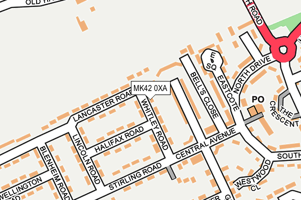 MK42 0XA map - OS OpenMap – Local (Ordnance Survey)