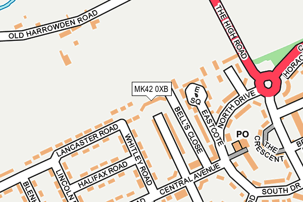 MK42 0XB map - OS OpenMap – Local (Ordnance Survey)