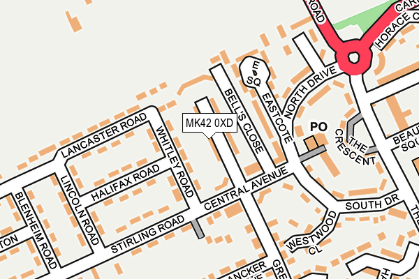 MK42 0XD map - OS OpenMap – Local (Ordnance Survey)