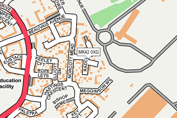 MK42 0XG map - OS OpenMap – Local (Ordnance Survey)