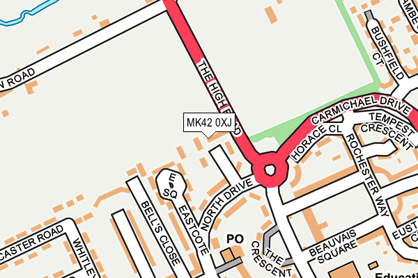 MK42 0XJ map - OS OpenMap – Local (Ordnance Survey)