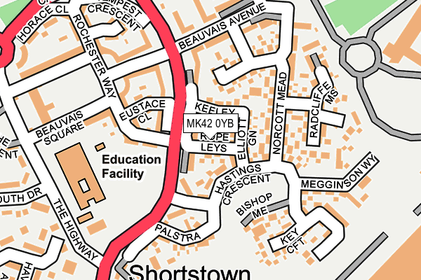 MK42 0YB map - OS OpenMap – Local (Ordnance Survey)